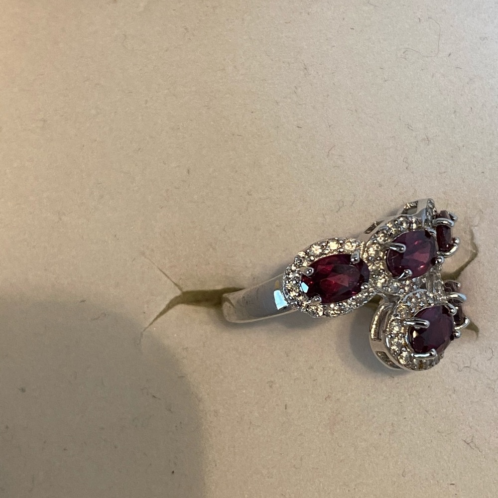 NWOT RASPBERRY RHODOLITE W ZIRCON STERLING RING - Picture 10 of 12